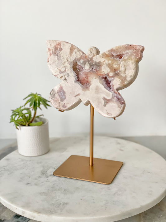Pink Amethyst Butterfly on Stand