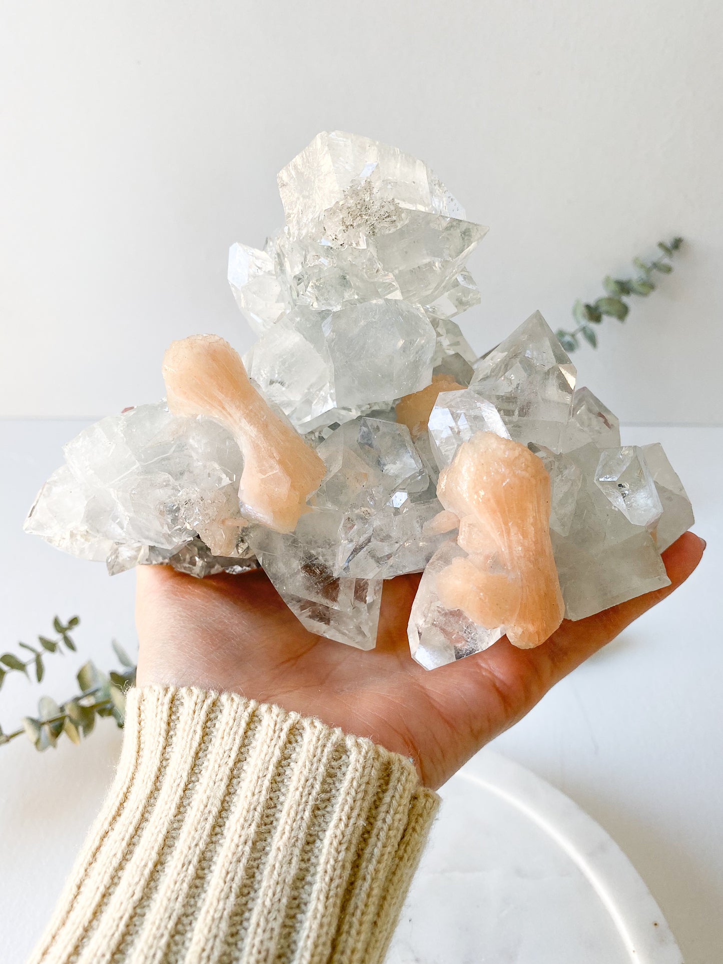 Clear Apophyllite with Peach Stillbit
