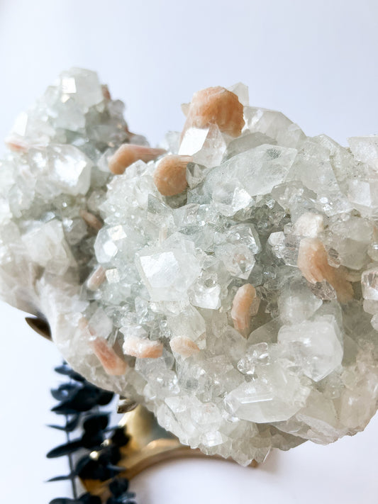 Clear Apophyllite with Peach Stillbite