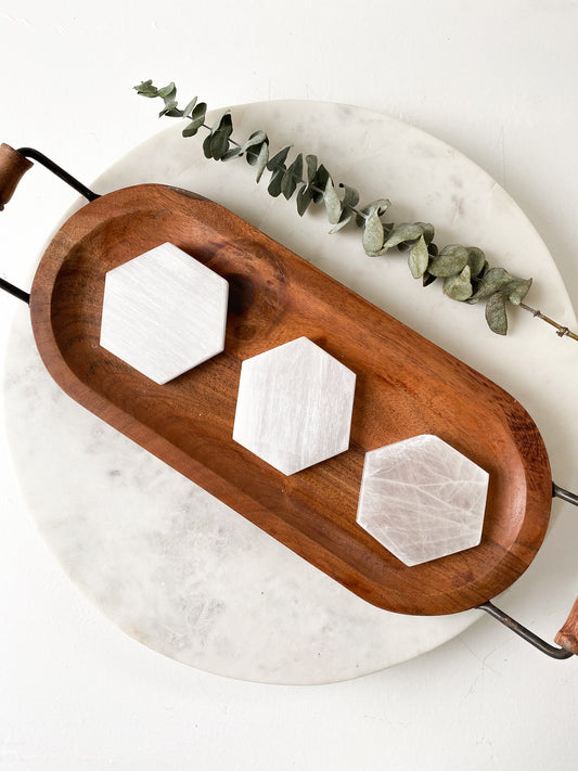 Selenite (Satin Spar) Hexagon plate